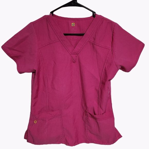 Wonderwink Scrub Top Womens Size Small Pink Short Sleeve Medical Nurse Uniform - Picture 1 of 3